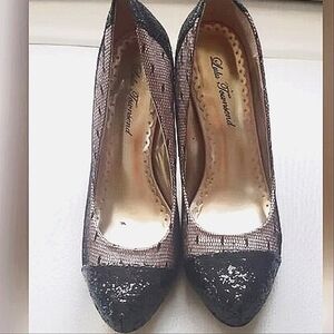 Lulu Townsend Glitter Sparkle Lace Mesh High Heel Stiletto Shoe. 🌴